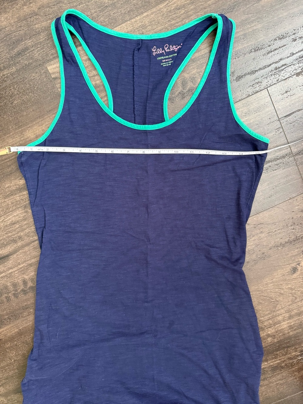 Lilly Pulitzer Treena Pima Cotton Racerback Maxi Dress Navy Green Trim XS Resort - Picture 6 of 9